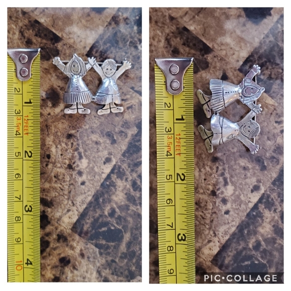 Vintage SOLID Sterling Silver (Best Friends/Sisters) Brooch - Picture 5 of 5